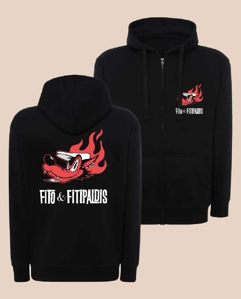 sudadera Fito y Fitipaldis negra modelo Lobo