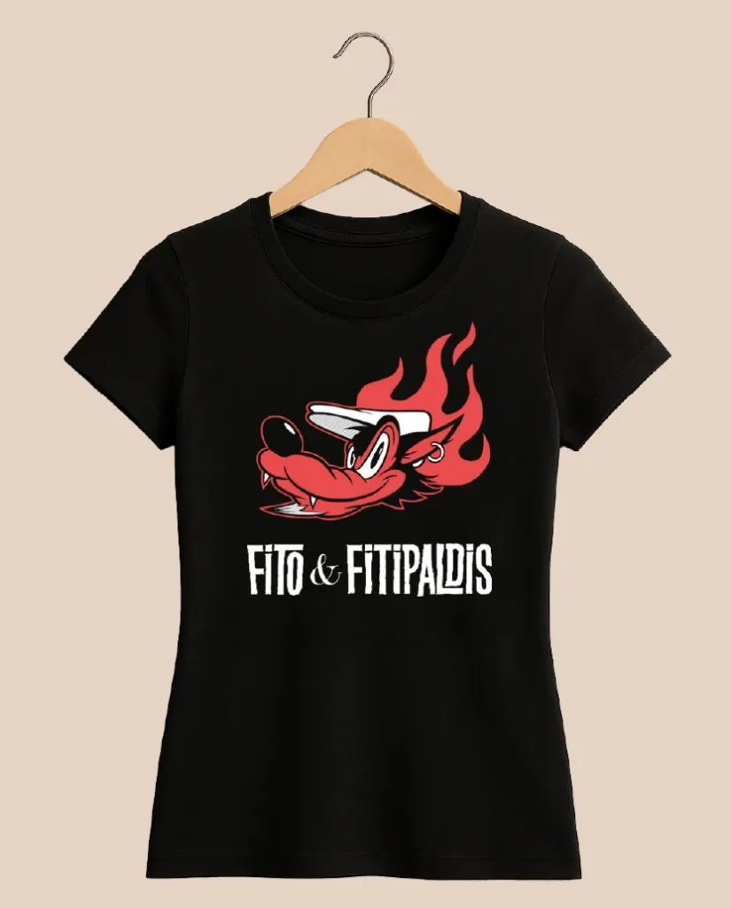 camiseta Fito y Fitipaldis negra chica modelo Lobo