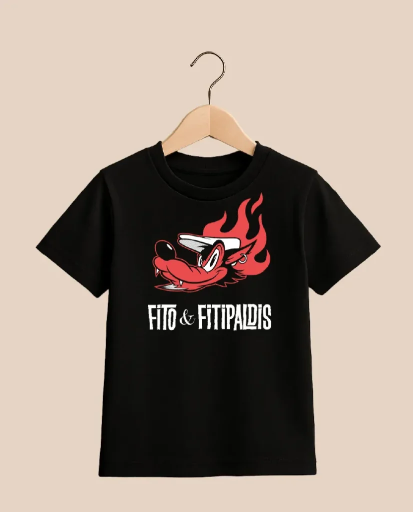 camiseta Fito y Fitipaldis infantil negra modelo Lobo