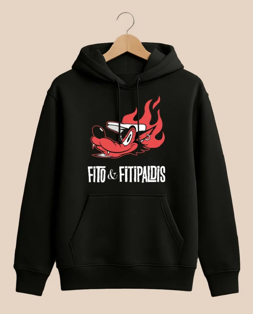 sudadera capucha Fito y Fitipaldis negra modelo Lobo