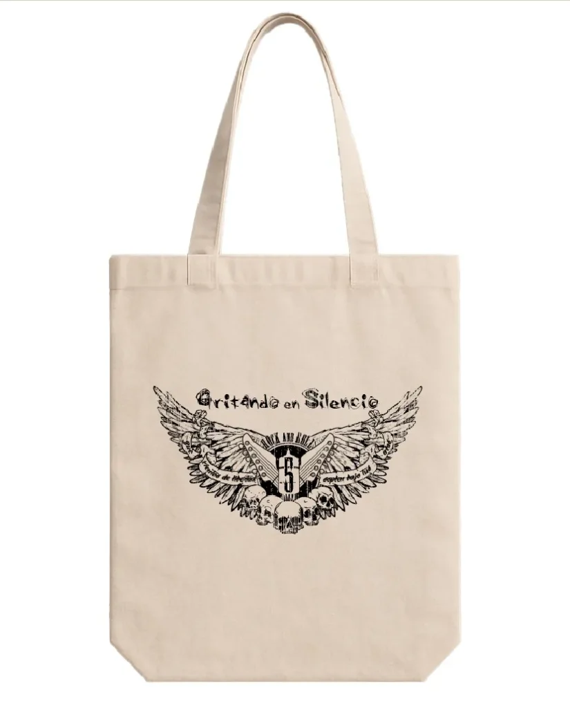 tote bag crema gritando en silencio merchandising oficial