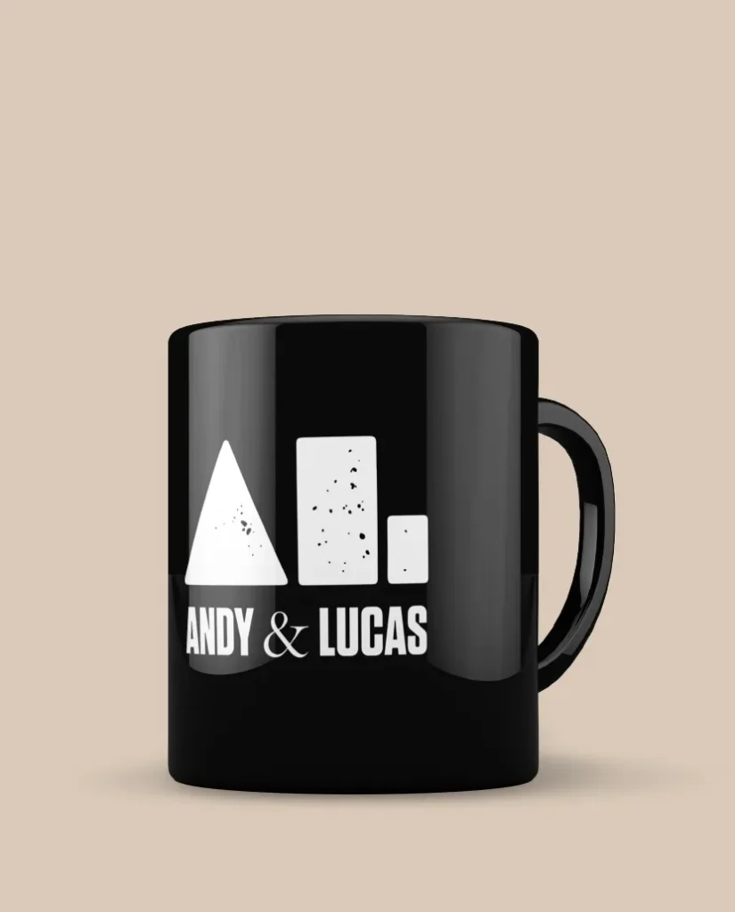 taza negra andy y lucas merchandising oficial