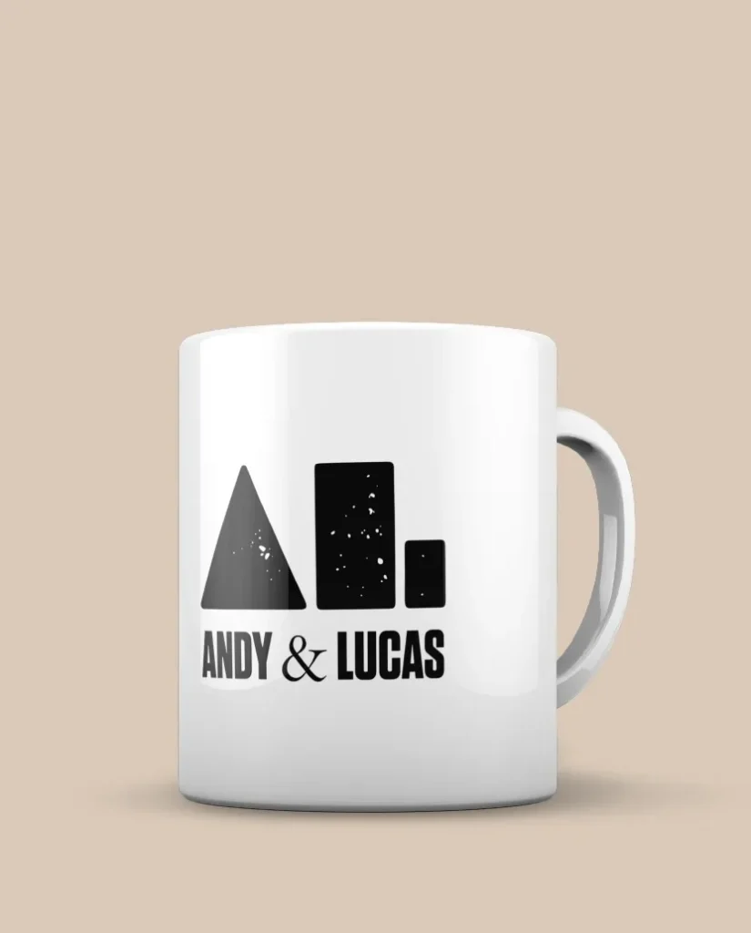 taza blanca andy y lucas merchandising oficial