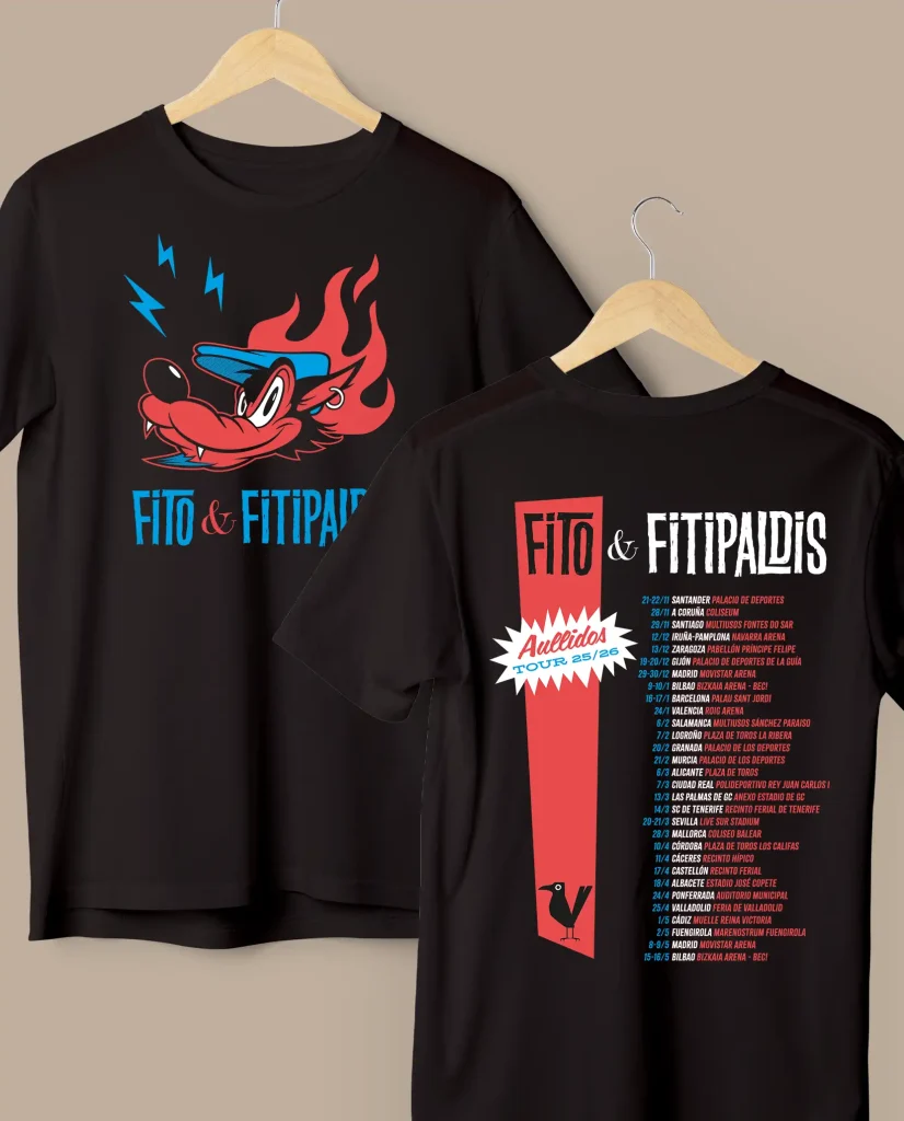 camiseta negra chico gira aullidos tour fito y fitipaldis medicine music merchandising oficial