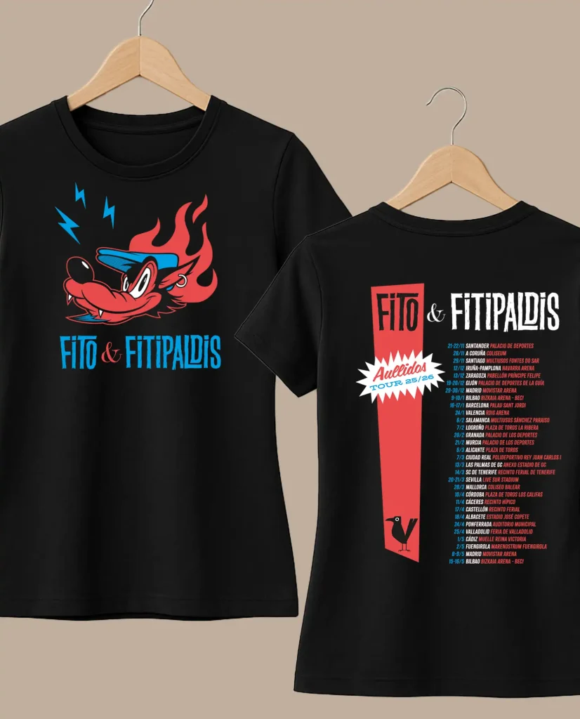 camiseta negra chica gira aullidos tour fito y fitipaldis medicine music merchandising oficial